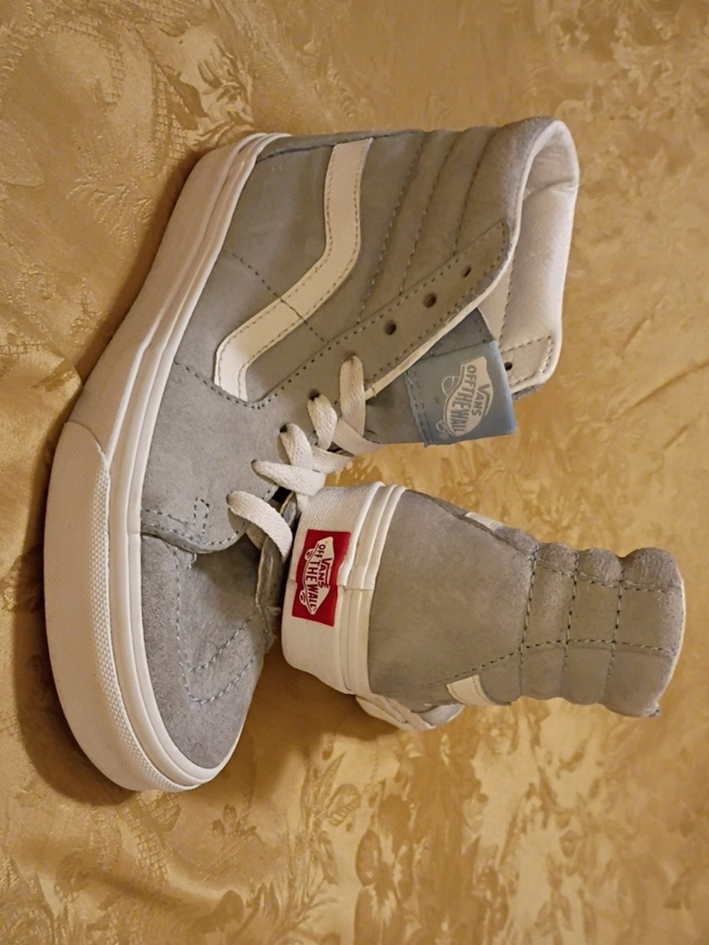 VANS Sk8-Hi Suede Scotchgard 3M, in Light Gray and White Women's 5.5 Men's 4.0
